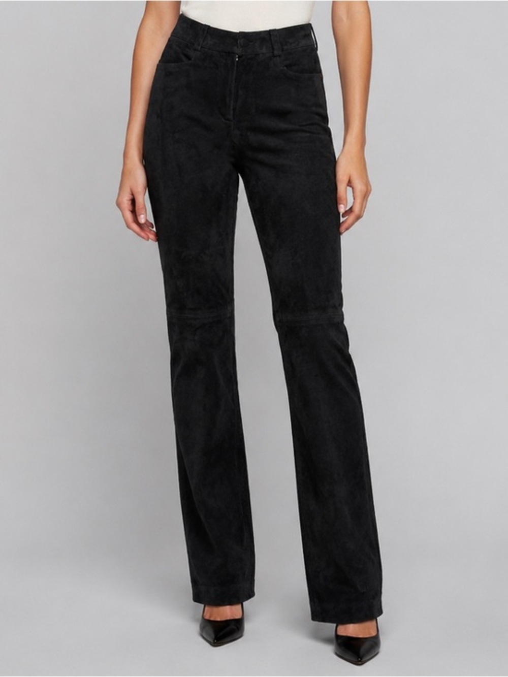 Vintage bebe Black Genuine Suede Leather high rise Pants size 4